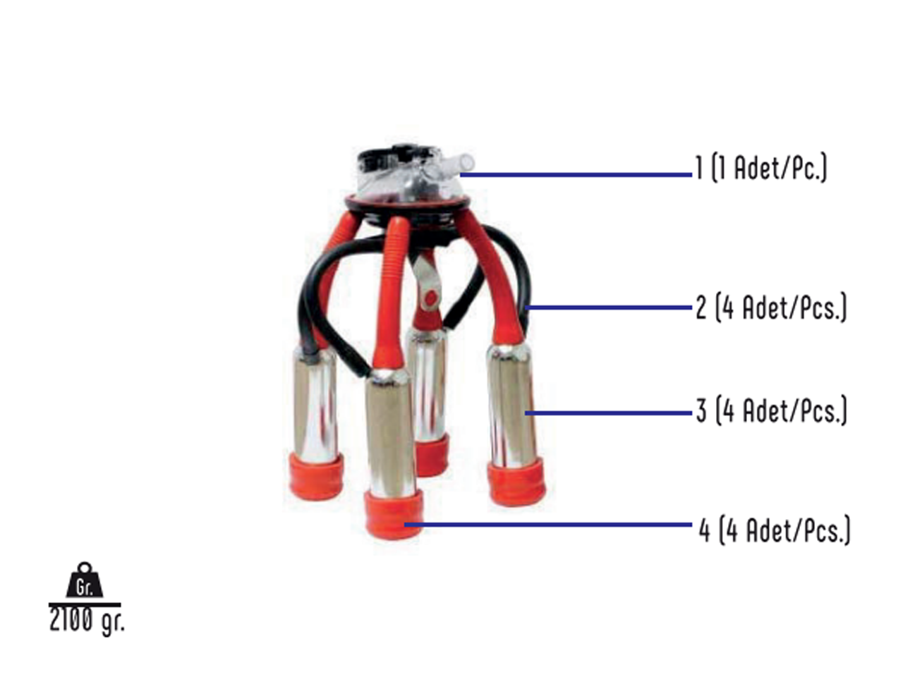 240cc Sağım Başlığı (Komple) Renkli Silikon